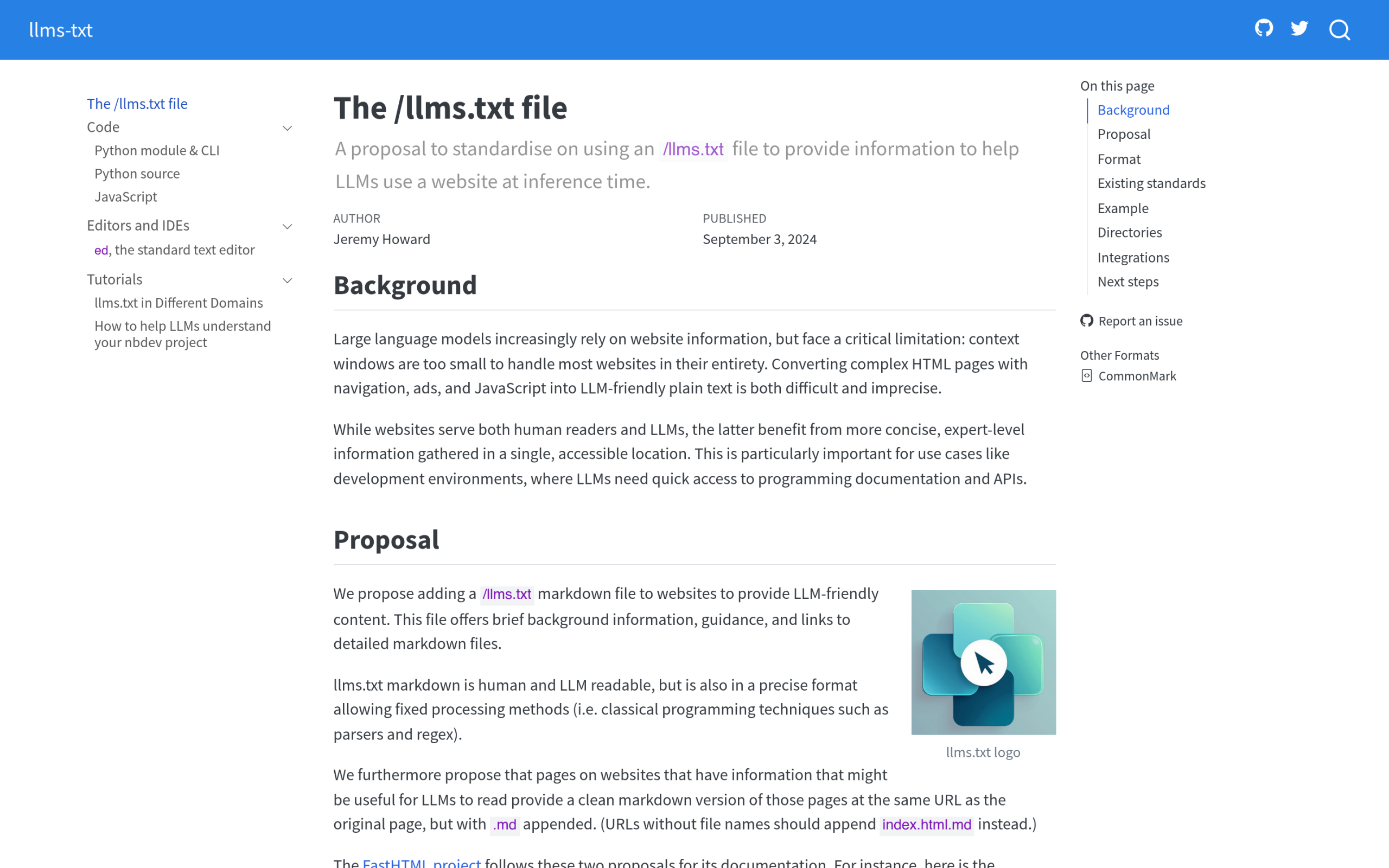 The llms.txt specification at llmstxt.org