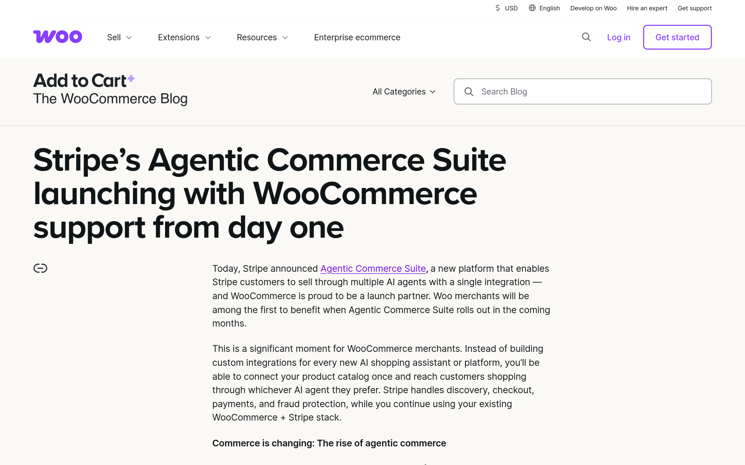 Stripe Agentic Commerce Suite for WooCommerce announcement